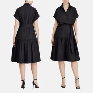 Lauren Ralph Lauren dress black Midi tiered a line dress lbd black dress dinner